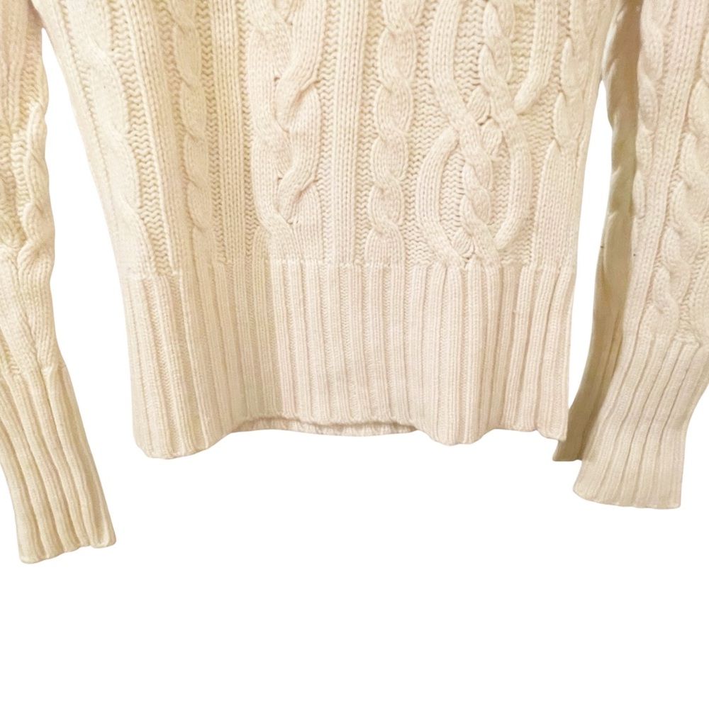 100%‎ Cashmere Chunky Aran Cable Knit Mock Neck Turtleneck Sweater Small Ivory - Picture 8 of 15